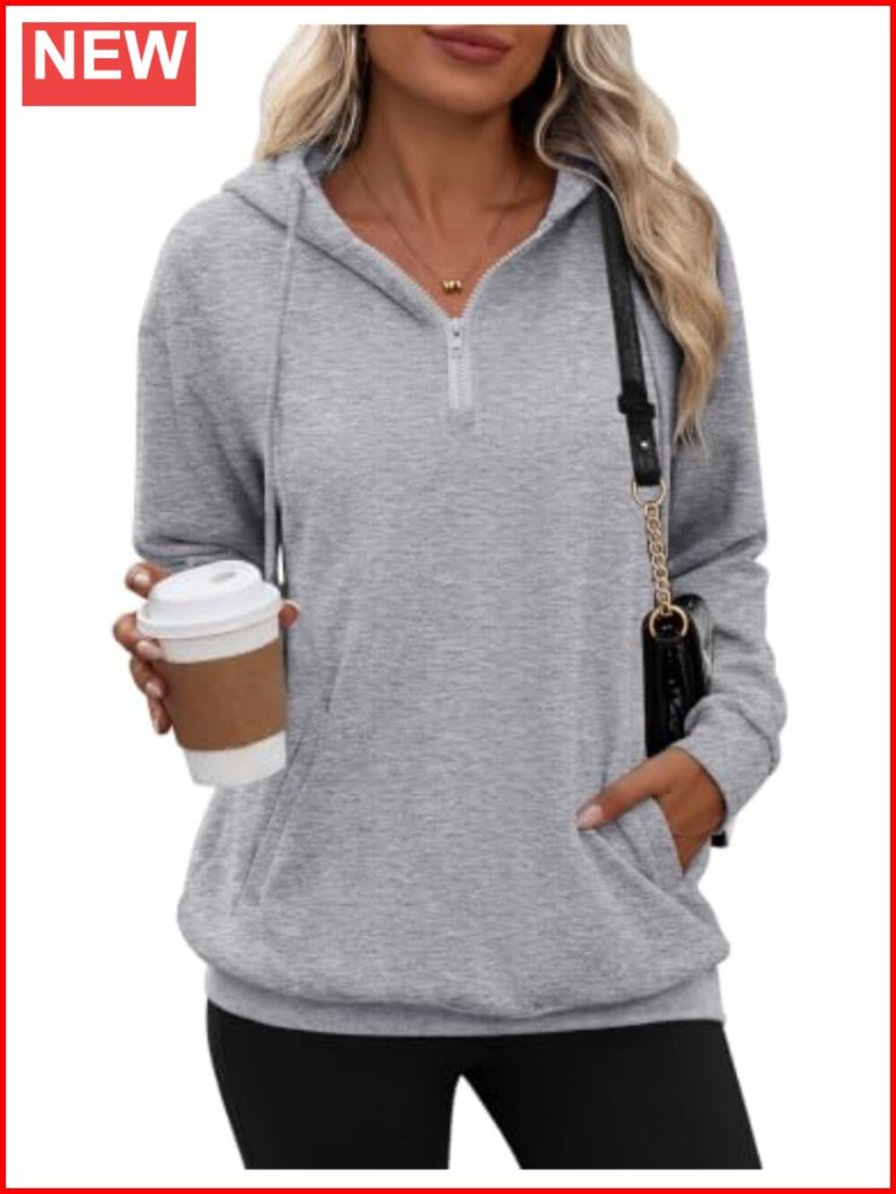 Womens Oversized Half Zip Hoodie Pullover Sweatshirt Loose Fit Pockets